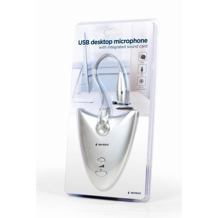 Gembird Micrófono de Mesa USB 2.0 con Tarjeta de Sonido Integrada 4