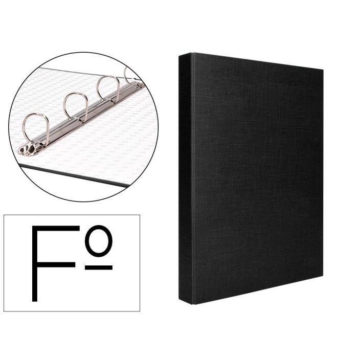 Carpeta De 4 Anillas 25 mm Mixtas Liderpapel Folio Carton Forrado Paper Coat Negra