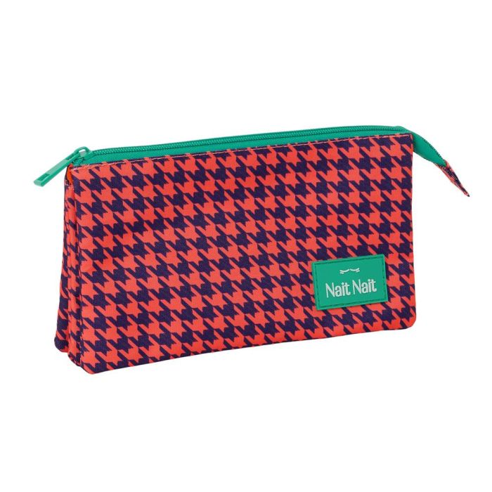 Bolso Escolar Portatodo Safta Triple Nait Nait Pata De Gallo Coral 120x220x30 mm