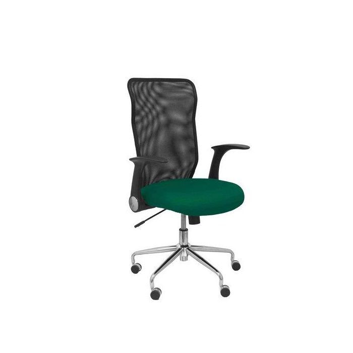 Silla Piqueras Y Crespo Minaya Brazos Retractiles Mecanismo Basculante Ergonomica Respaldo Malla Transpirable Negra Asiento Tapizado Bali Verde Botella