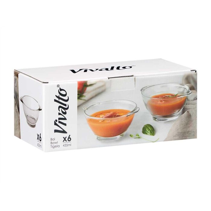 Bol Consome con Asas 43,5 cl Vidrio Transparente - Vivalto 16,5x6,5x13,3 cm (24 Unidades) 1 Bol Consome con Asas 43,5 cl Vidrio Transparente - Vivalto 16,5x6,5x13,3 cm (24 Unidades) 1