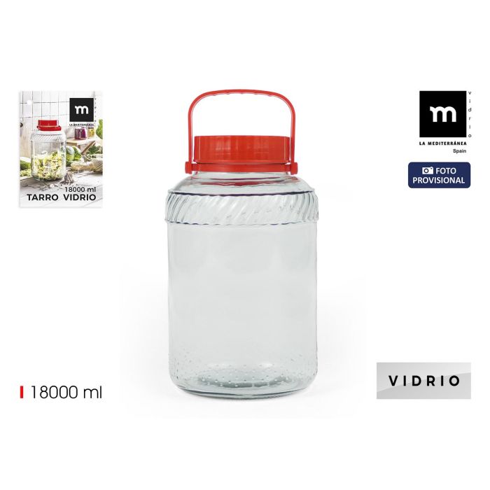 Inde Tarro de Vidrio con Tapa y Asa 18000 ml (2 Unidades)