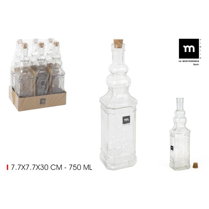 Botella de vidrio Himark con tapón de corcho 750 ml - La Mediterranea (24 Unidades) Botella de vidrio Himark con tapón de corcho 750 ml - La Mediterranea (24 Unidades)