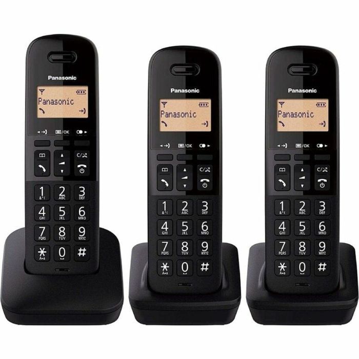 Panasonic KX-TGB613SPB Teléfono Inalámbrico DECT Pack Trio Negro con Bloqueo de Llamadas y Resistencia a Golpes