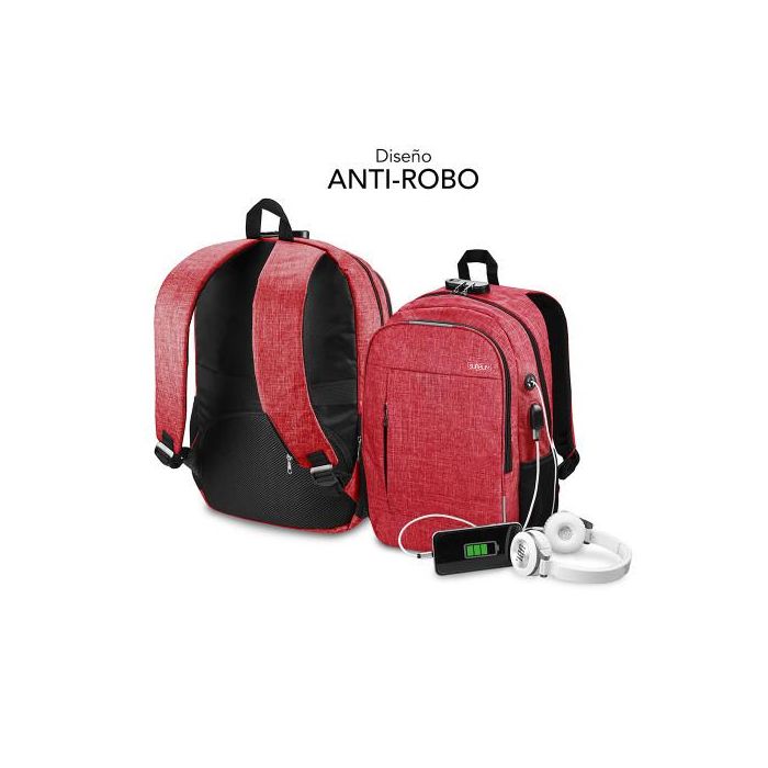 SUBBLIM Mochila Portatil Urban Lock Backpack 16" Red 4 SUBBLIM Mochila Portatil Urban Lock Backpack 16" Red 4