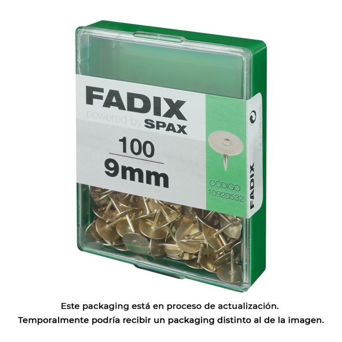 Fadix Chincheta plana latonada 9 mm, caja 100 uds - 10920532