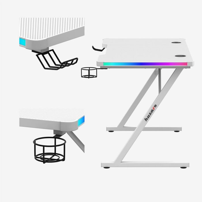 Mesa de Escritorio Gaming Huzaro HZ-Hero 2.5 White RGB Blanco 120 x 75 x 60 cm 5 Mesa de Escritorio Gaming Huzaro HZ-Hero 2.5 White RGB Blanco 120 x 75 x 60 cm 5