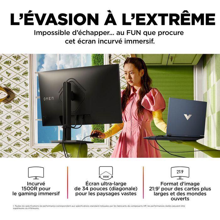 HP OMEN 34c Monitor Gaming Curvo WQHD 165Hz de 34 Pulgadas