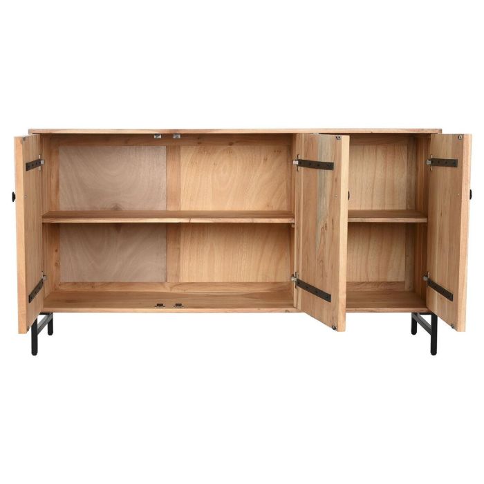 DKD Home Decor Buffet Moderno Marrón Negro de Acacia y Metal con 3 Puertas, 2 Estanterías, Desmontable 145x40x80 cm 8