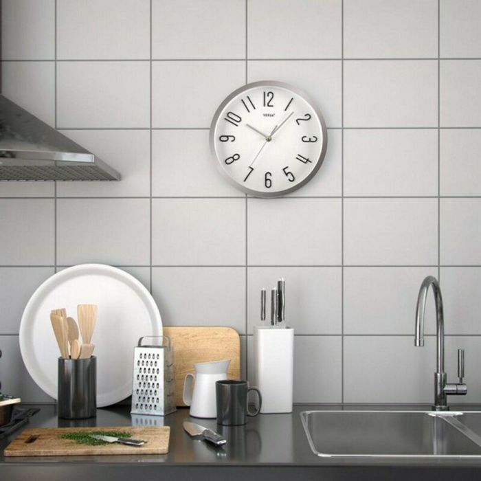Reloj de Pared Plateado Versa 30 cm - Fusión-Chic, Movimiento Silencioso (2 Unidades) 1 Reloj de Pared Plateado Versa 30 cm - Fusión-Chic, Movimiento Silencioso (2 Unidades) 1