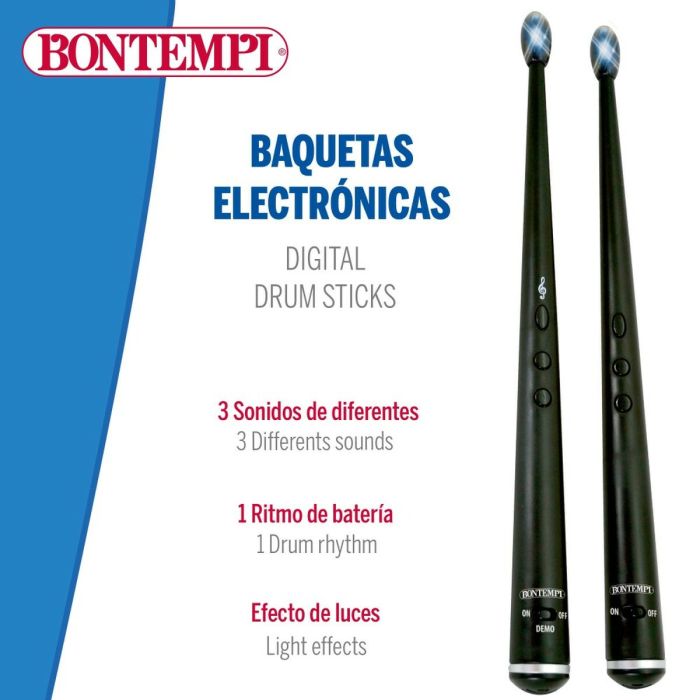 Baquetas Bontempi Eléctricas Negro Luz 4 Baquetas Bontempi Eléctricas Negro Luz 4