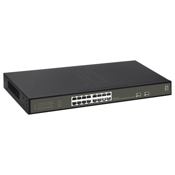 Level One GES-2118P Switch Gestionado 16 Puertos PoE+ Gigabit Ethernet Montaje en Rack 2 Puertos SFP 230W 3