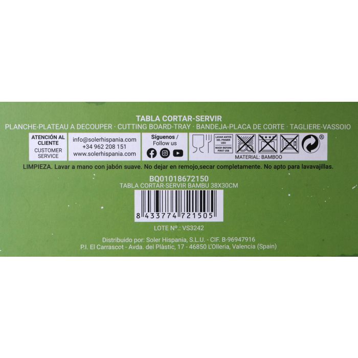Tabla de cortar y servir de bambú 38x30 cm Quttin (12 Unidades) 5 Tabla de cortar y servir de bambú 38x30 cm Quttin (12 Unidades) 5