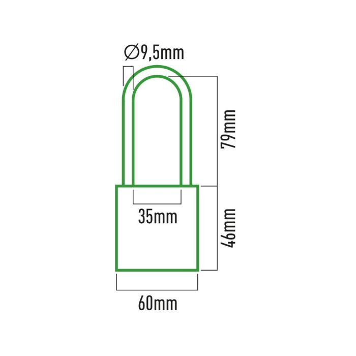Edm Candado de latón arco largo dorado/cromado 60x20x46 mm con 3 llaves 2 Edm Candado de latón arco largo dorado/cromado 60x20x46 mm con 3 llaves 2