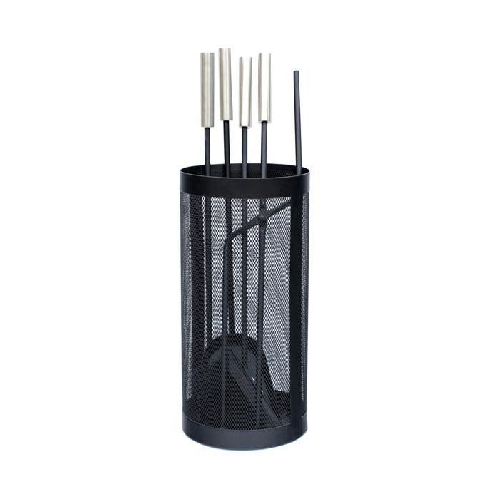 DKD Home Decor Chimenea Alpino Decoración Hogar, Set de 4 Piezas, Acero Inoxidable Negro, 2 x 51 x 11 cm