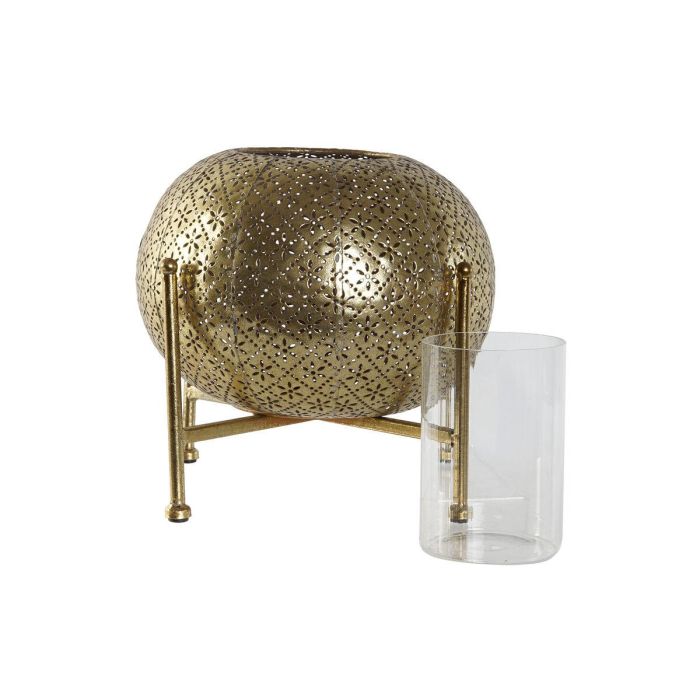 DKD Home Decor Portavela Oriental Dorado de Metal y Cristal para Decoración, 24x24x20 cm 2 DKD Home Decor Portavela Oriental Dorado de Metal y Cristal para Decoración, 24x24x20 cm 2