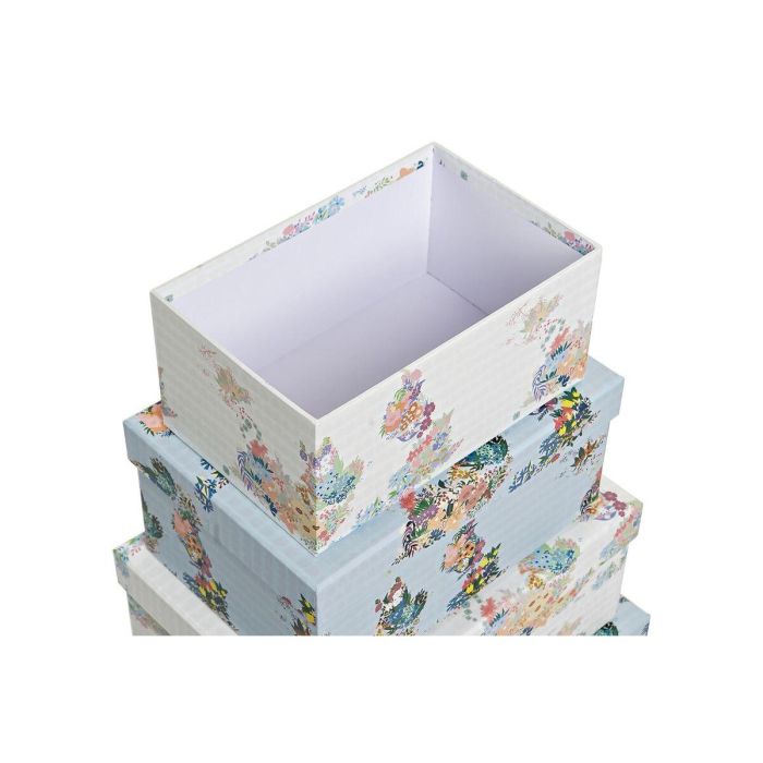 Caja Urban DKD Home Decor Azul Blanco 33.5 x 15.5 x 43.5 cm Set de 10 2