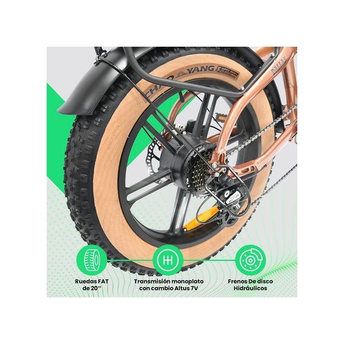 YOUIN BK1650 E-Bike FAT Plegable 20" Ruedas Anchas 250W Motor Trasero 60 km Autonomía Frenos Disco Hidráulicos 1