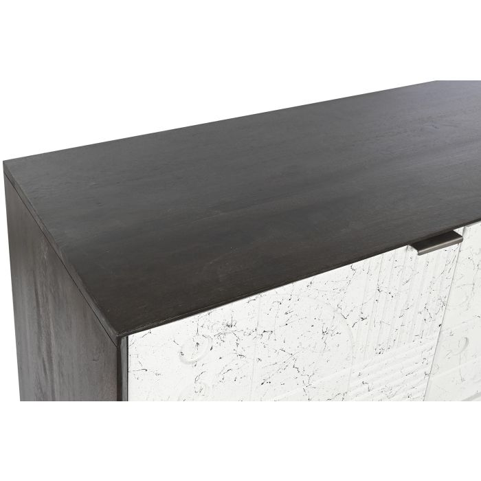 DKD Home Decor Buffet Moderno Marrón Oscuro y Blanco de Madera de Mango 150x43x80 cm con 3 Cajones, 2 Puertas y 2 Estanterías Desmontable