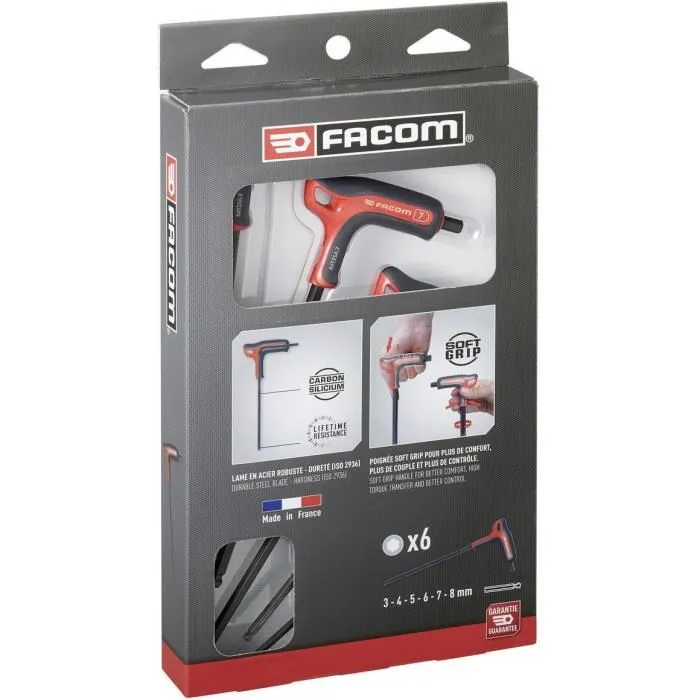 Facom 84TZSA.PB Juego de 6 Llaves en Forma de T con Asas, 6 Caras 4