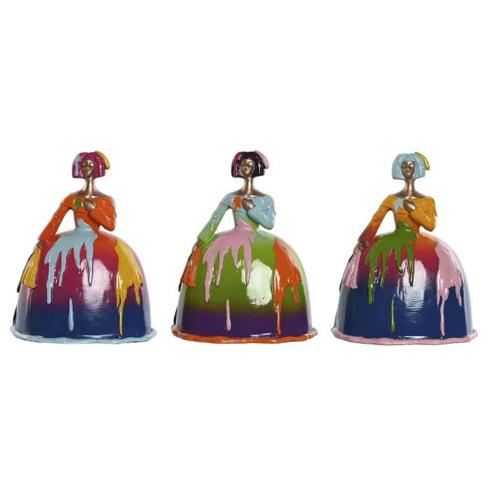 DKD Home Decor Figura Moderna Dama de Resina Multicolor 13x21x17 cm (3 Unidades) DKD Home Decor Figura Moderna Dama de Resina Multicolor 13x21x17 cm (3 Unidades)