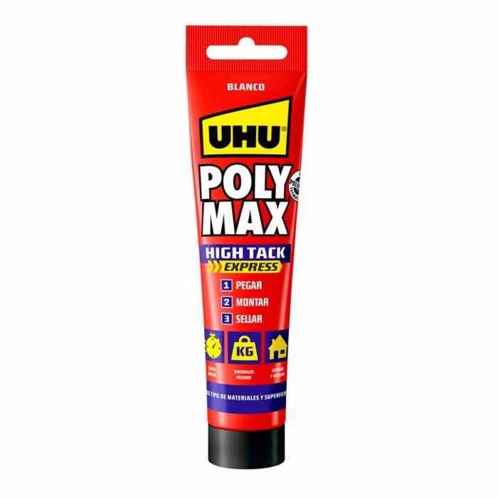 Uhu Poly Max High Tack® Express Blanco 165g - Adhesivo y Sellador Universal, Alta Adherencia Inicial, Ref. 6312920