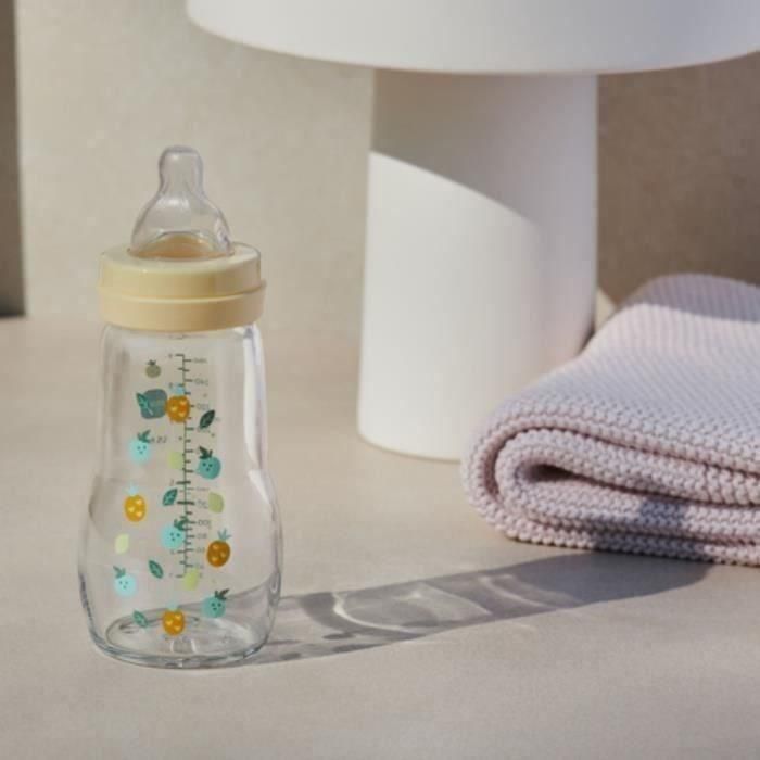 MAM Flow Teat 2 Biberón de Vidrio Premium 260 ml 0-6 Meses Blanco con Tetina Ultra Suave y Cuello Ancho Resistente al Calor 1