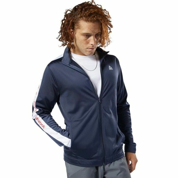Chaqueta Deportiva para Hombre Reebok Essentials Linear Logo Azul oscuro 5