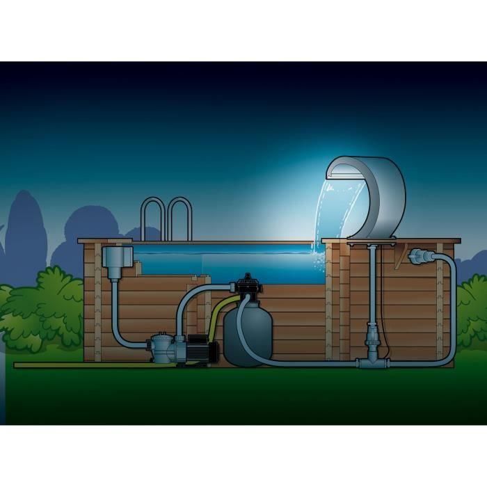 Ubbink Mamba Led Cascada para Piscinas de Acero Inoxidable 316L Resistente al Cloro con 20 LEDs Azules y Conexión 38mm 4