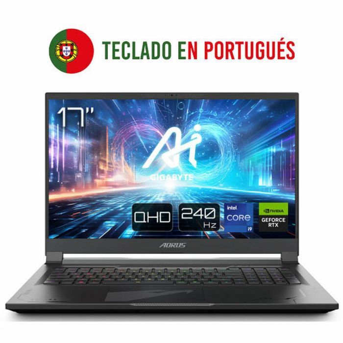 GIGABYTE 17X AZF-B5ES665SP Intel® Core™ i9 i9-13900HX Portátil 43,9 cm (17.3") Quad HD 32 GB DDR5-SDRAM 2 TB SSD NVIDIA GeForce RTX 4090 Wi-Fi 6E (802.11ax) Windows 11 Pro Negro 1
