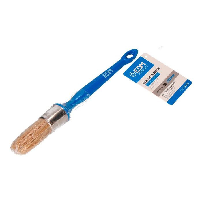 Edm Brocha Redonda Nº12 Ø12 mm para Pinturas y Barnices, Cerdas 100% Naturales, Mango de Plástico 1 Edm Brocha Redonda Nº12 Ø12 mm para Pinturas y Barnices, Cerdas 100% Naturales, Mango de Plástico 1