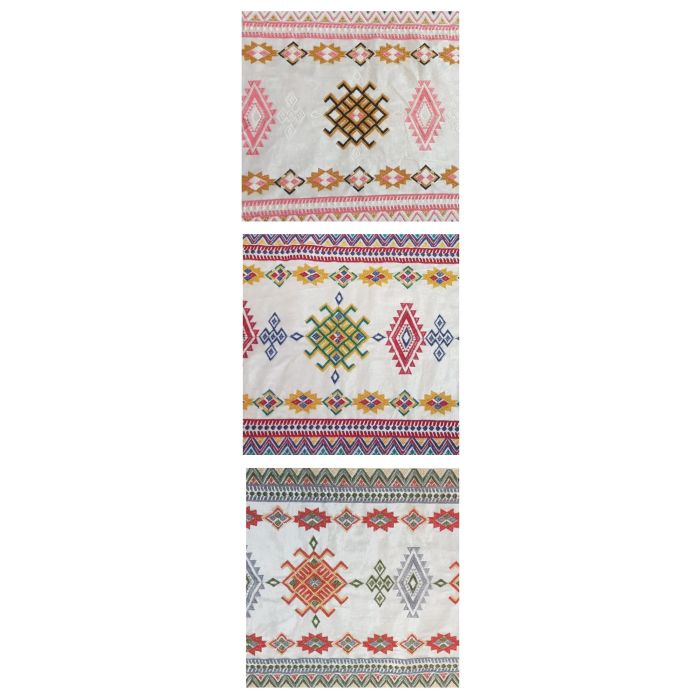 DKD Home Decor Cojín Árabe Multicolor con Flecos, Algodón y Poliéster, 10 x 40 x 40 cm, Set de 3 Unidades con Cremallera 1