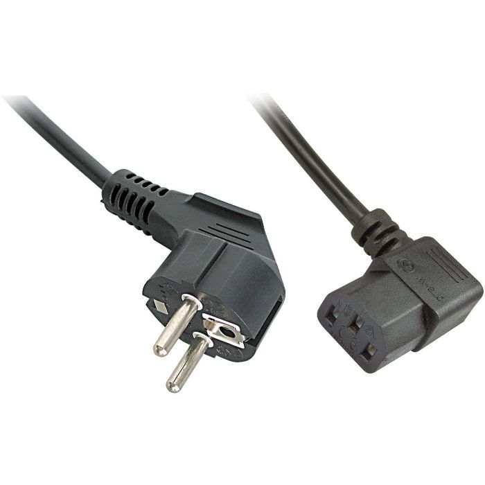 Lindy Cable de Alimentación Schuko CEE 7/7 a IEC 320 C13 Acodado 90° 5m Negro para PC Monitores Impresoras