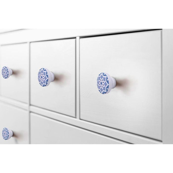 Rei e242 Blister 4 Pomos Redondos para Mueble Madera Acabado Azul Ø38mm