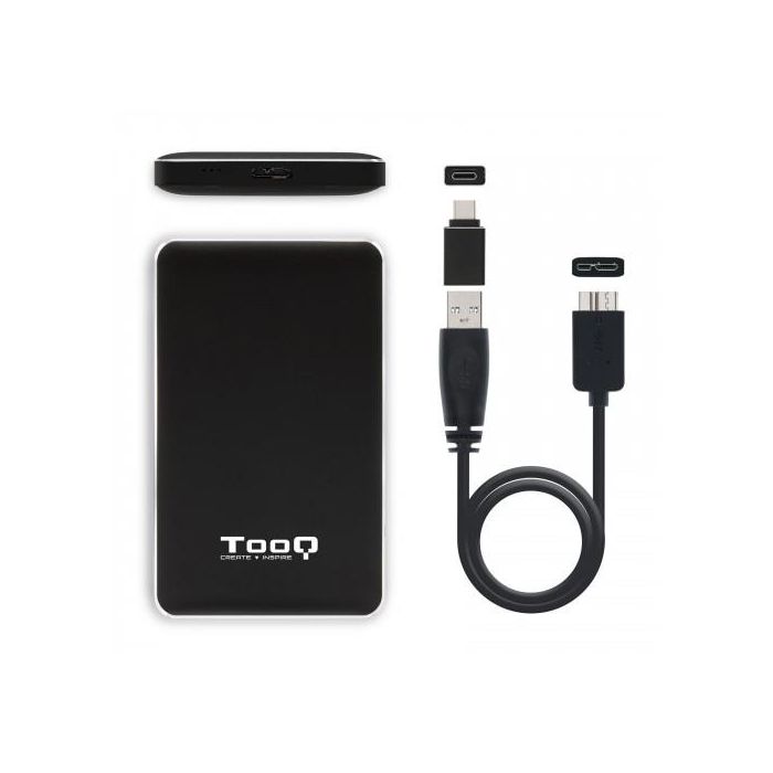 TooQ TQE-2531B - Caja Externa para Disco Duro 2.5" SATA I/II/III a USB 3.1 Gen1 con UASP, Aluminio, Negro 1