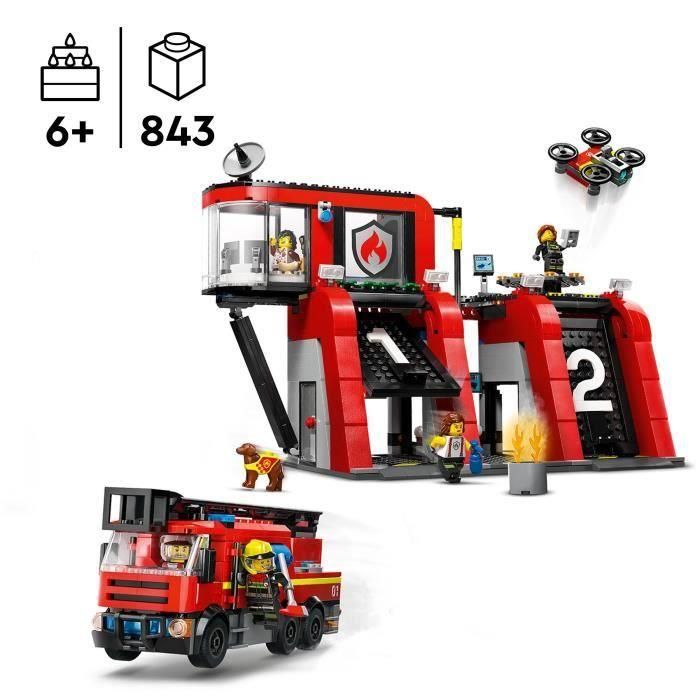 LEGO 60414 City Set de Construcción Estación de Bomberos y Camión de Bomberos con Figura de Perro y 5 Minifiguras 1