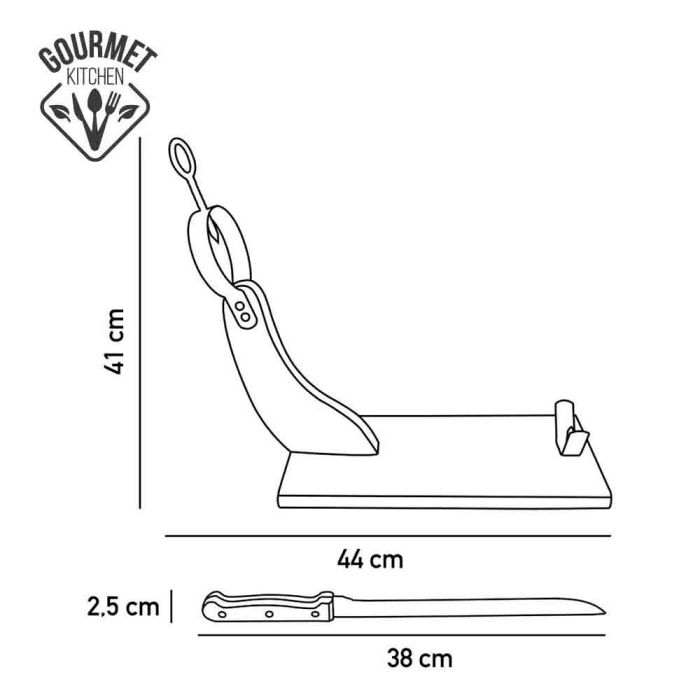 Gourmet Kitchen Jamonero premium de madera de pino con cuchillo incluido 41x44cm 1