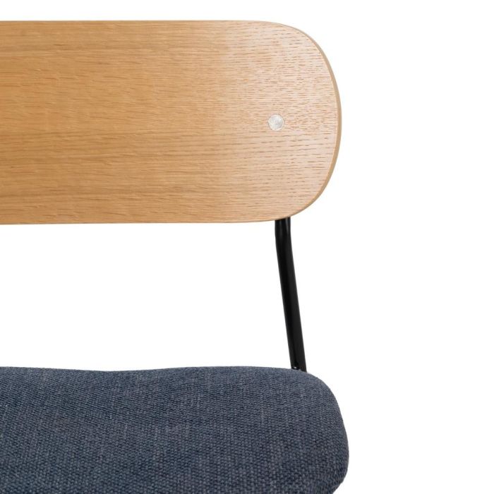 Silla Natural-Azul Tejido-Metal Salón 49 X 53 X 80 cm