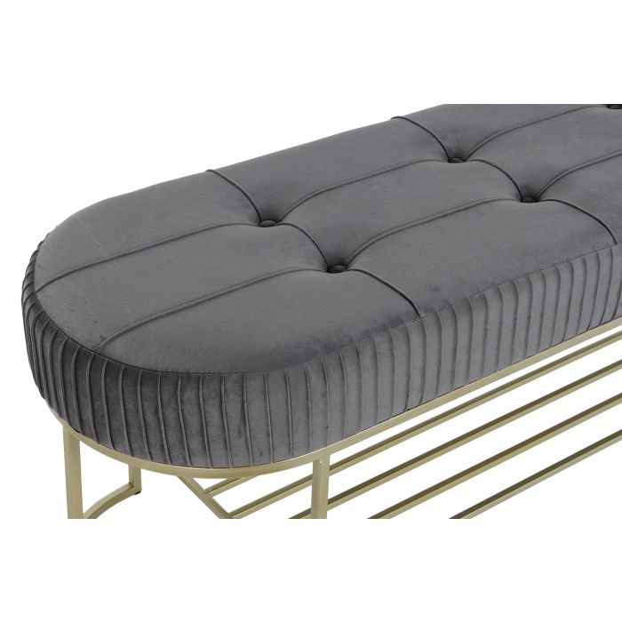 Banqueta DKD Home Decor Gris Dorado Metal 120 x 40 x 45 cm 1
