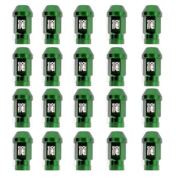 Set Tuercas OMP 7075 40 mm M12 x 1,25 20 uds Verde 2