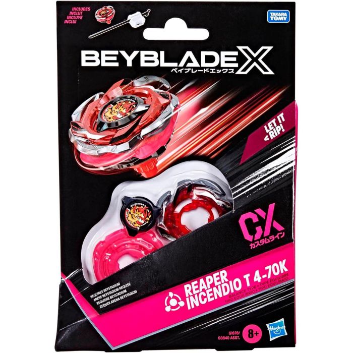 Hasbro BEYBLADE X Reaper Incendio T 4-70K G1678 Top y Lanzador de Metal - Juego en Español, Alemán, Francés, Inglés para +8 Años