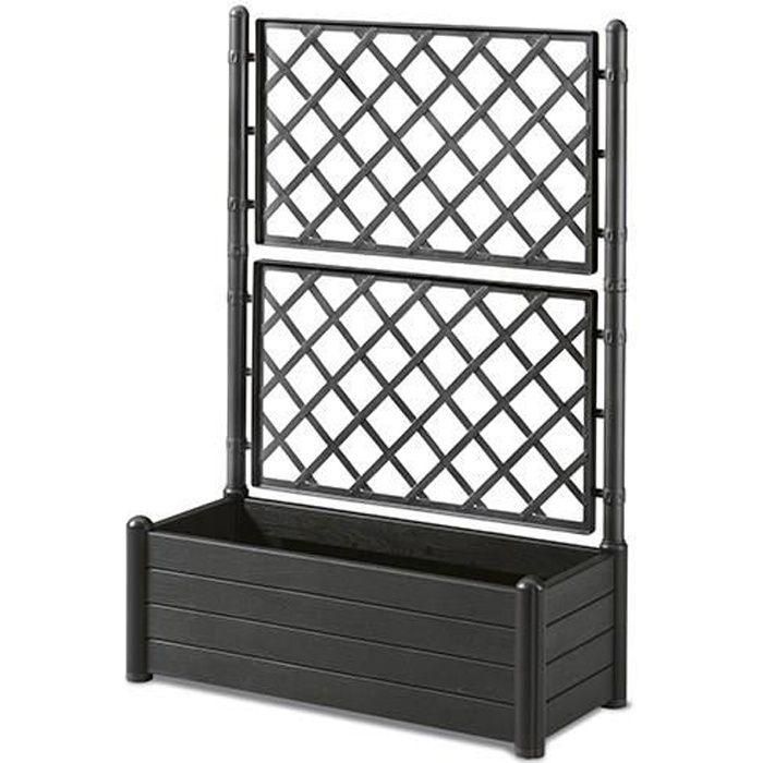 STEFANPLAST Caja de flores rectangular con enrejado - Acabado en madera - 100 x 43 x H 142 cm - 80 L - grafito STEFANPLAST Caja de flores rectangular con enrejado - Acabado en madera - 100 x 43 x H 142 cm - 80 L - grafito