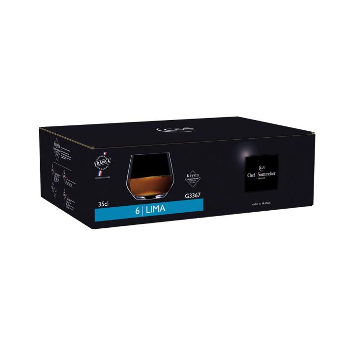 Caja 6 Vasos Bajos Krysta Lima Chef & Sommelier 35 cL