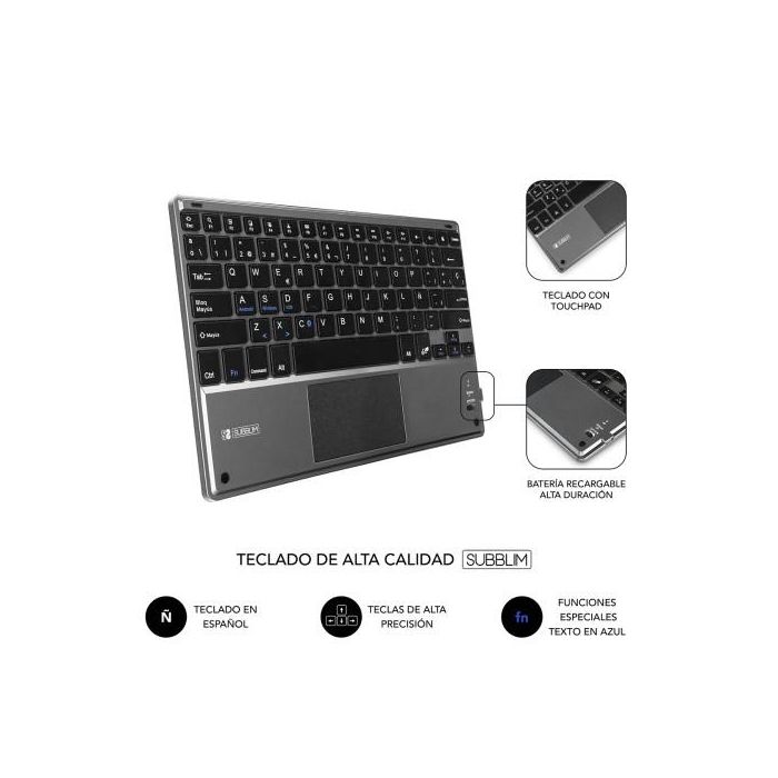 SUBBLIM Funda con Teclado Bluetooth Touchpad KeyTab Pro 9,6" a 10,8" TOUCHPAD Negra 4 SUBBLIM Funda con Teclado Bluetooth Touchpad KeyTab Pro 9,6" a 10,8" TOUCHPAD Negra 4