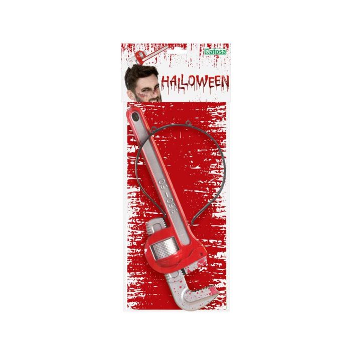 Diadema Halloween Llave Inglesa Roja Ensangrentada 28 cm para Disfraces de Terror 1 Diadema Halloween Llave Inglesa Roja Ensangrentada 28 cm para Disfraces de Terror 1