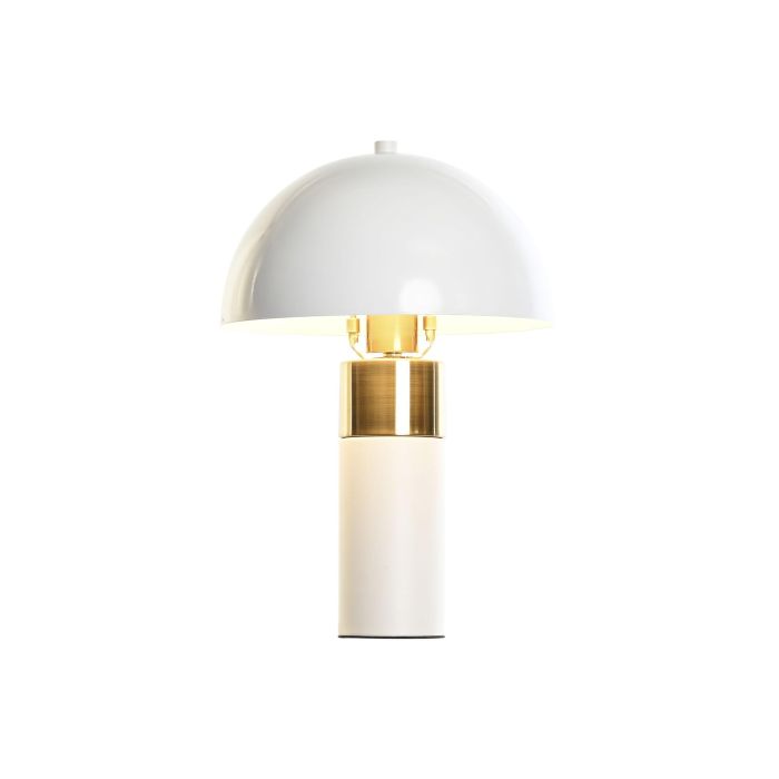 DKD Home Decor Lámpara de Sobremesa Moderna Seta Blanco y Dorado de Metal E27 50W 24x24x36 cm DKD Home Decor Lámpara de Sobremesa Moderna Seta Blanco y Dorado de Metal E27 50W 24x24x36 cm