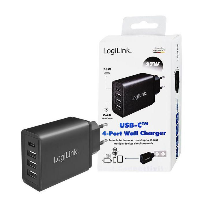 LogiLink USB WALL CHARGER 3x USB-AF & 1x USB-CF 27W 8 LogiLink USB WALL CHARGER 3x USB-AF & 1x USB-CF 27W 8