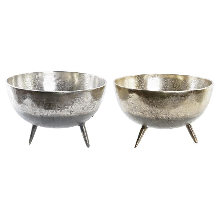 DKD Home Decor Centro Mesa Colección Dole Moderno de Aluminio Dorado Plateado 31x19.5x31 cm (Pack 2)