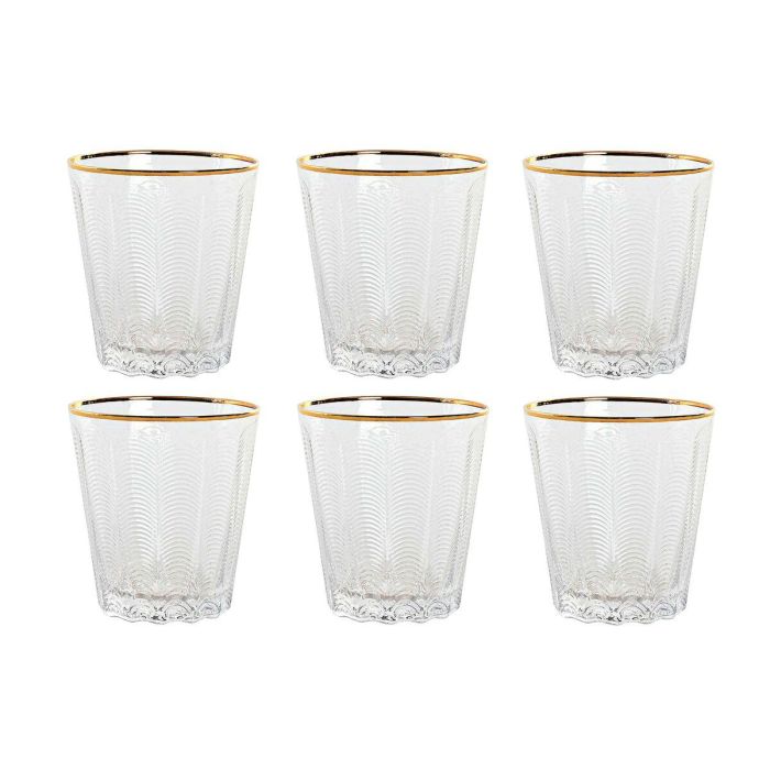 DKD Home Decor Vaso Glam de Cristal Transparente y Dorado 350ml Set de 6 apto para microondas y lavavajillas 9 x 10.5 x 9 cm 0 DKD Home Decor Vaso Glam de Cristal Transparente y Dorado 350ml Set de 6 apto para microondas y lavavajillas 9 x 10.5 x 9 cm 0
