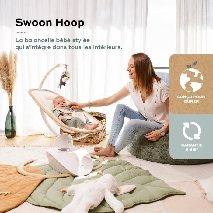 Columpio Babymoov Baby Swoon Hoop: mando a distancia incluido, ultraconfort, diseño elegante, asiento giratorio de 90°, arco de juego 1